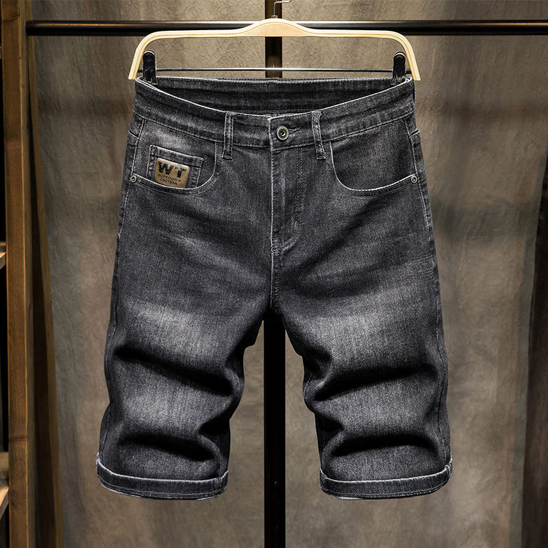 2026 New Popular Men's Denim Shorts, Straight Loose Mid-Length Pants, Ice Silk Summer Thin Style, Black and Gray Trendy