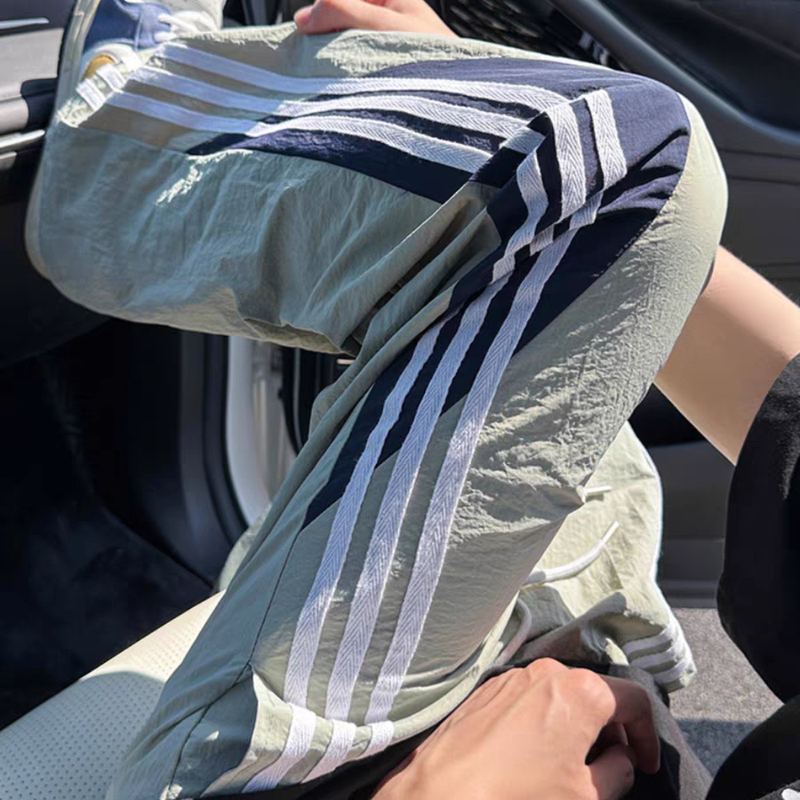 Dopamine Quick-Dry Pants for Men, Summer Thin Style, 2025 New Model, Three Stripes, Loose Straight-Leg American High Street Casual Pants