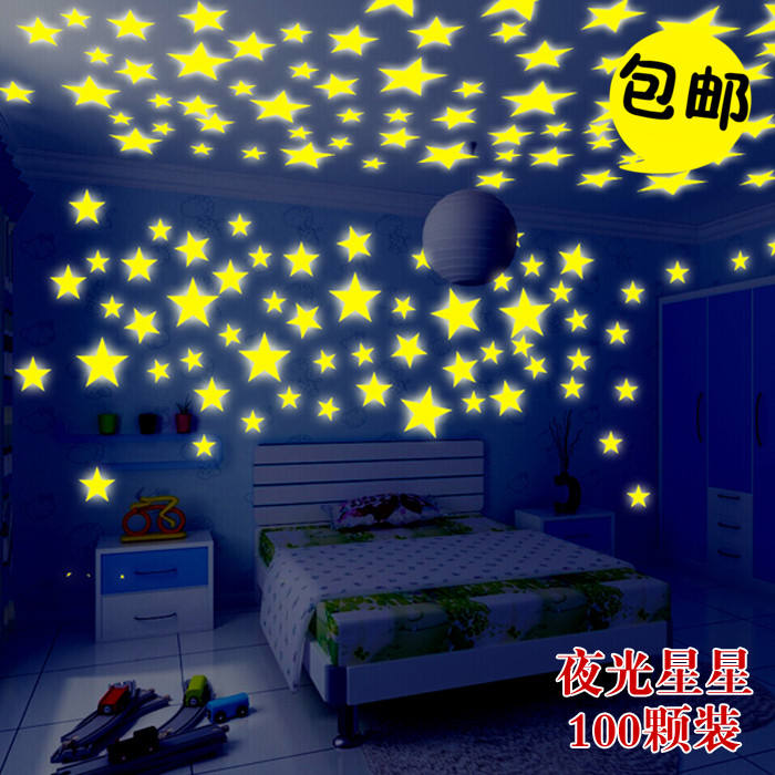 Popularity Ceiling Bedroom Children 3D Solid Night Light Stars Adornment Self-Glued Wallpaper Wallpaper Sticker Wall Stickler