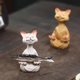 Purely handmade high-end purple sand tea pet meditating cat lucky cat small ornaments boutique can raise tea set tea play decorations