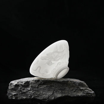 High-End Jade Porcelain Conical Cup for Personal Use, Single Cup, Dehua White Porcelain Kung Fu Tea Cup, Ceramic Tea Vessel