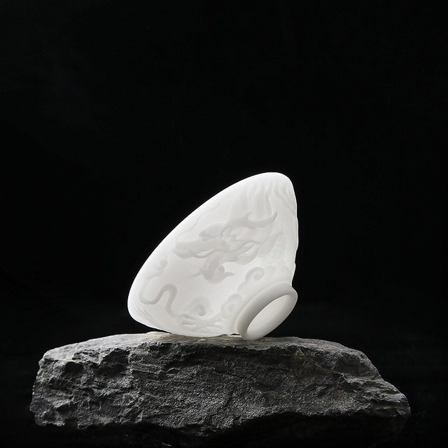 High-end mutton-fat jade porcelain bamboo hat cup, personal master cup, single cup, Dehua white porcelain Kung Fu tea cup, ceramic tea cup