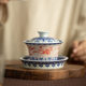 Jingdezhen Blue and White Dunhuang Flying Thousand Buddhas Not Hot Sancai Covered Bowl Ceramic Kung Fu Tea Set Teacup Tea Set