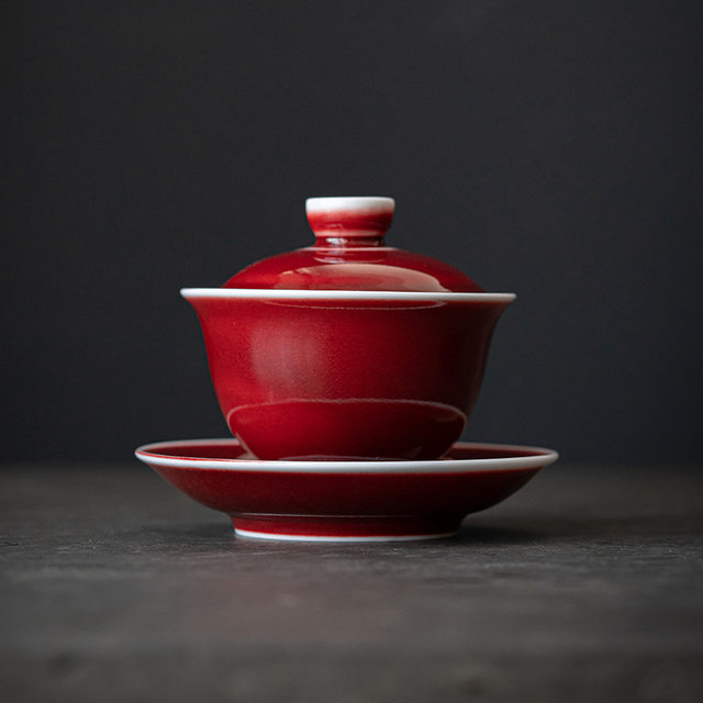 Handmade Langhong Sancai covered bowl single high-end teacup tea bowl with lid tea set three-piece set 2025 new large size