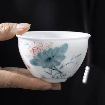 Ceramic Hand-Painted High-End Master Cup Single Cup for Tea Tasting, Kung Fu Tea Set, Personal Tea Cup for Men and Women, for Personal Use