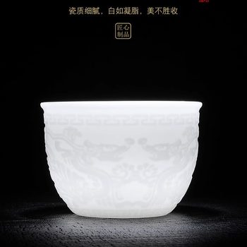 High-End Ice Jade Fat Jade Kung Fu Tea Cup, Master Cup, Single Cup, High-End Men's Personal Ceramic Tea Cup