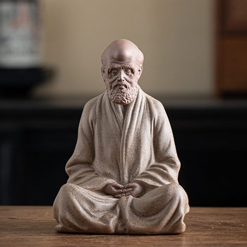 Chinese Zen-Style Daruma Master Figurine, Creative Ceramic Crafts, Home Living Room Tea Ceremony Tabletop Decoration