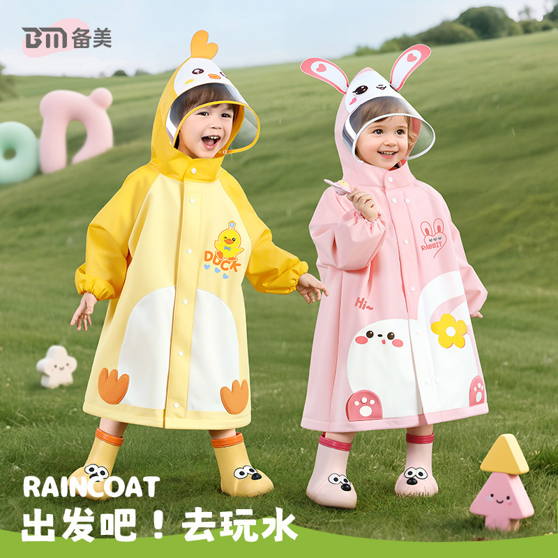 Bemei Children's Raincoat for Girls and Boys, Eva Rain Poncho for Kindergarten, Primary School Students, and Toddlers