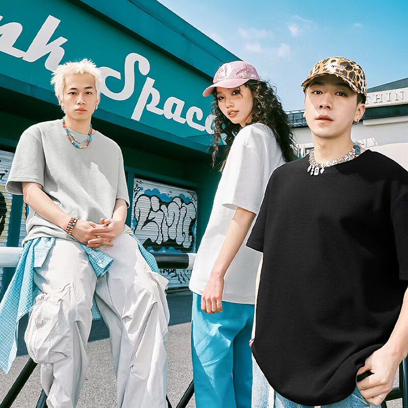 雪中飞美式t恤男2026新款宽松华夫格圆领短袖青少年休闲体恤夏PCD