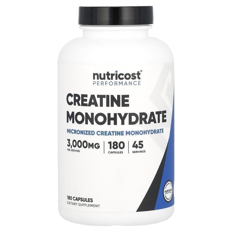 Nutricost Creatine Monohydrate 180 Capsules for Sports and Fitness to Increase Muscle Mass
