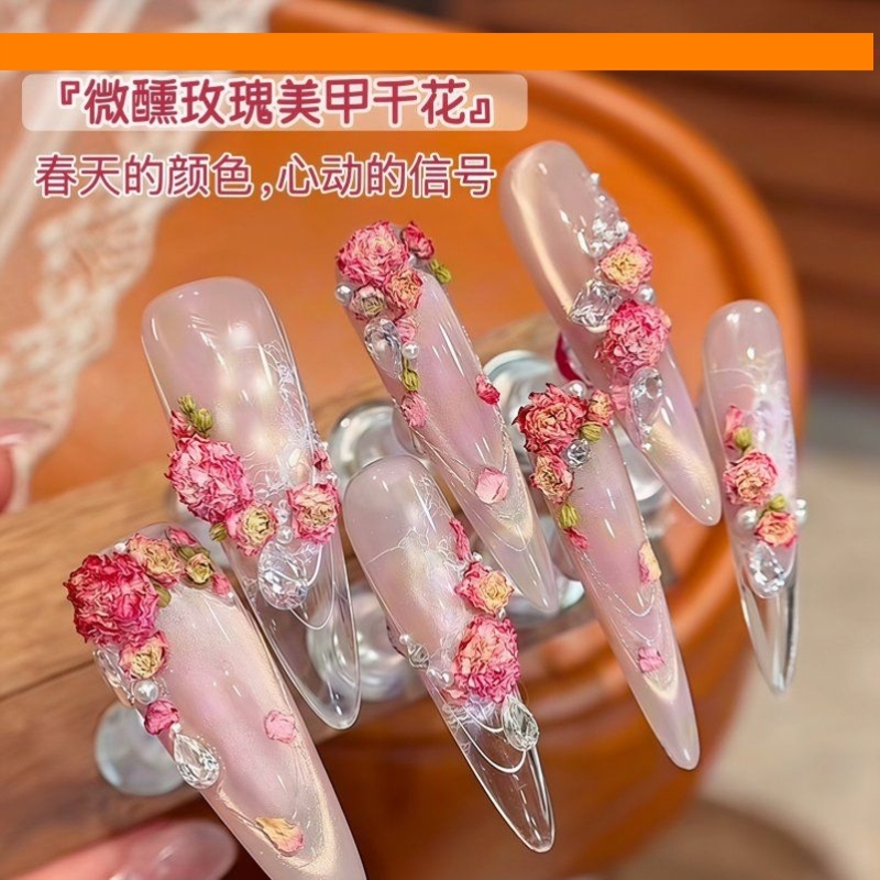 Special Dried Flowers for Nail Art, Springtime Tipsy Rose Colorful Petals, Three-Dimensional Fingertip Flower Art, Nail Decorations