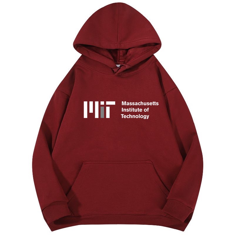 Mit (Massachusetts Institute of Technology) Uniform Hoodie Sweatshirt for Men and Women, Autumn and Winter Style, Fleece-Lined Hoodie Clothing Souvenir