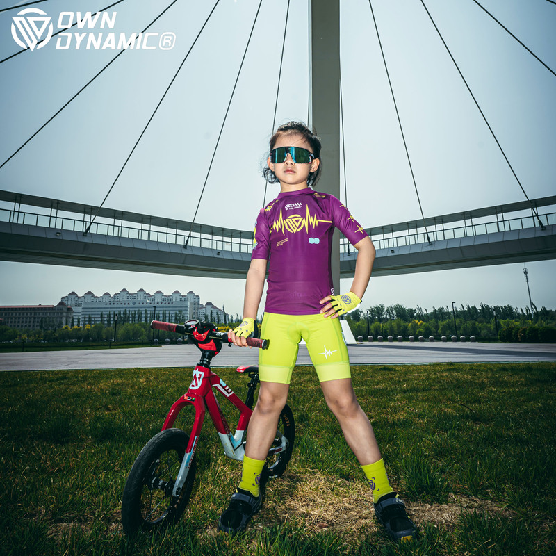 Od Sports “Heartbeat Acceleration” Short-Sleeve Set, Peak Purple Short-Sleeve + Lemon Yellow Shorts
