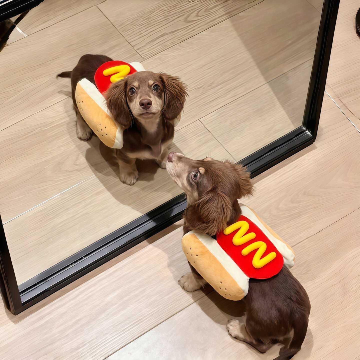Even puppies get to celebrate Halloween! Funny Halloween cosplay costumes, dachshund dog pet clothes, small dog outfits.