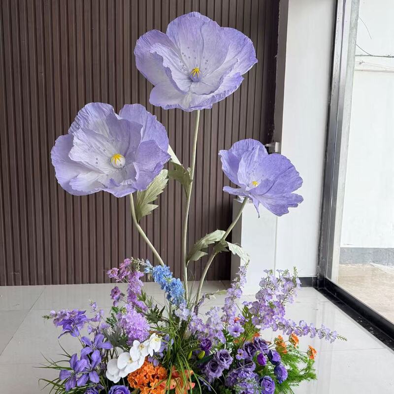 Giant Paper Poppy Monet Stand, Large Paper Flower Wedding Props, Decoration, Road Guidance, Photography Props