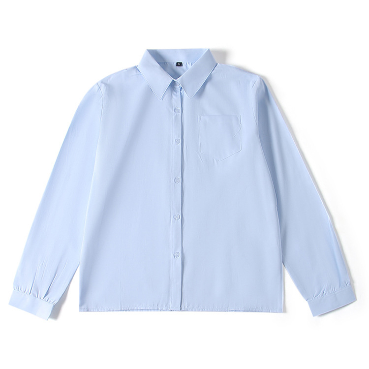 Xixiang Beyond Jk Uniform Aqua Long-Sleeve Shirt for Women, Japanese School Style Versatile Short-Sleeve Student White Shirt