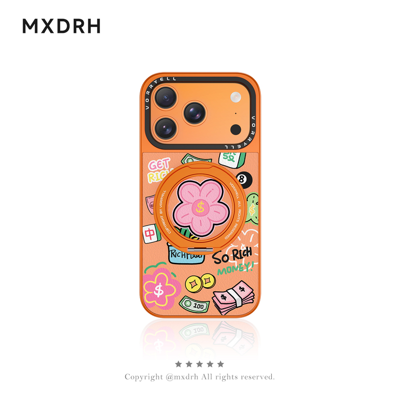 2026 New Model, Suitable for Apple 17 Phone Case, iPhone 16 Pro Max High-End Orange Shell, 15 Pro Anti-Drop Cover, 14 Magnetic with Foldable Stand, 13 Unique and Beautiful, Air Cute