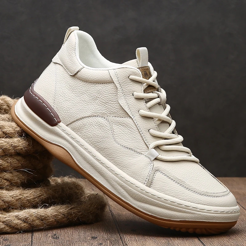 Master Niu's Handmade Shoes, Spring and Autumn First-Layer Cowhide High-Top Leather Shoes, Breathable, Lightweight, Sporty, Soft-Soled, Thick-Soled Mango Sneakers Master Niu's Handmade Shoes, Spring and Autumn First-Layer Cowhide High-Top Leather Shoes, Breathable, Lightweight, Sporty, Soft-Soled, Thick-Soled Mango Sneakers