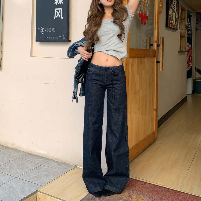 Yaya Spicy Girl Low-Waist Flared Jeans for Women, New Winter Style, Seamless Design, Loose Fit, Slimming, Non-Tight on the Legs