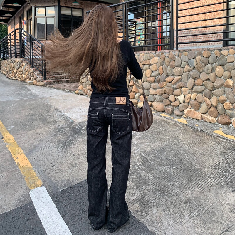 Paponix【Millennium Original】Low-Waisted Flared Jeans for Women, New Autumn Style, Loose and Slimming Bell-Bottom Pants
