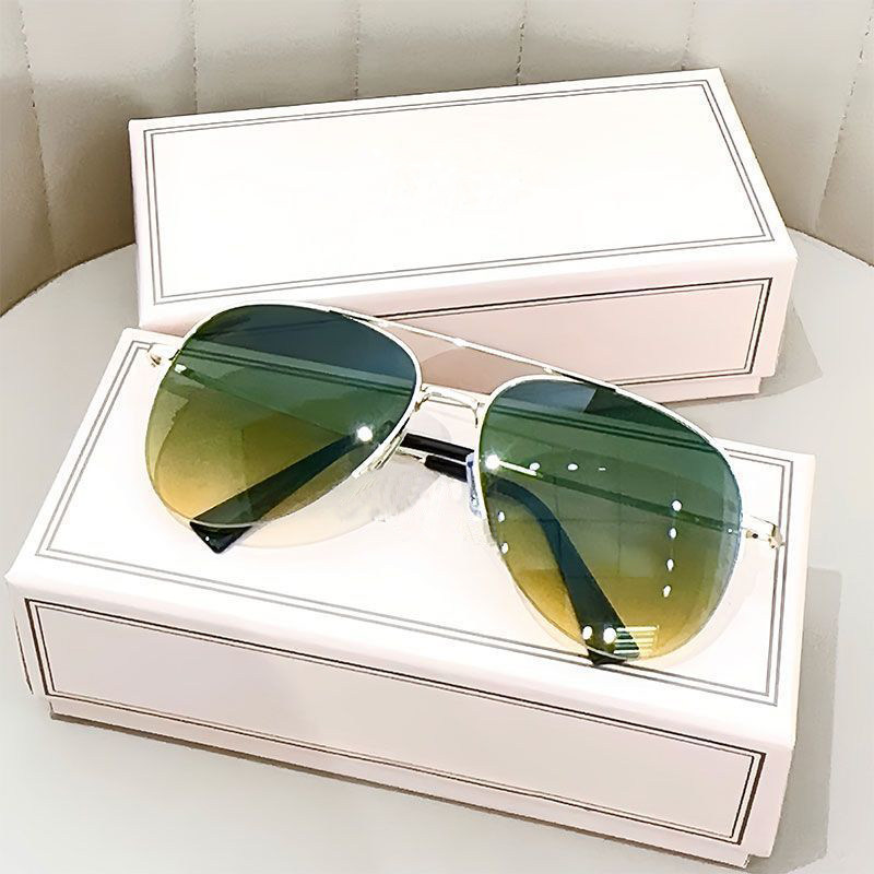 New High-End Aviator Sunglasses with Large Frames, Men's Driving-Specific Glasses, Retro Trendy Sunglasses for Large Faces