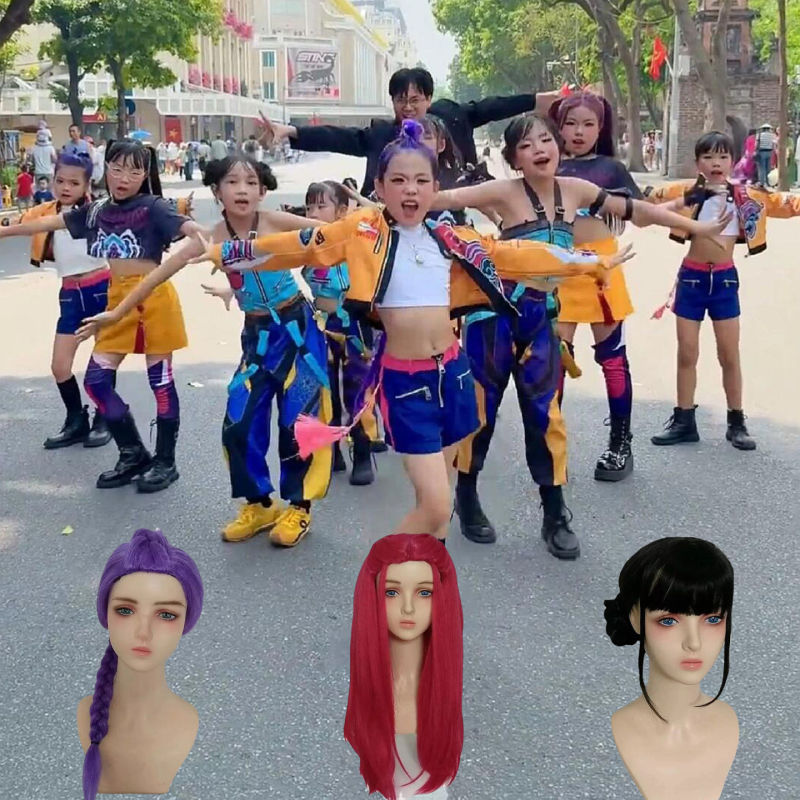 Hunter Girl Group Children's Cosplay Costume Rumi Zoy Mila Halloween Performance Children's Clothing Wig Props Children's Day Hunter Girl Group Children's Cosplay Costume Rumi Zoy Mila Halloween Performance Children's Clothing Wig Props Children's Day