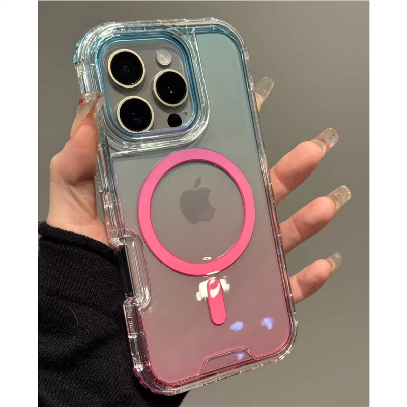 Niche ins Blue-Pink Gradient Magnetic Case Suitable for iPhone 16 Phone Case 15Promax Apple 14/13 Anti-Drop High-End Simple Transparent Niche ins Blue-Pink Gradient Magnetic Case Suitable for iPhone 16 Phone Case 15Promax Apple 14/13 Anti-Drop High-End Simple Transparent
