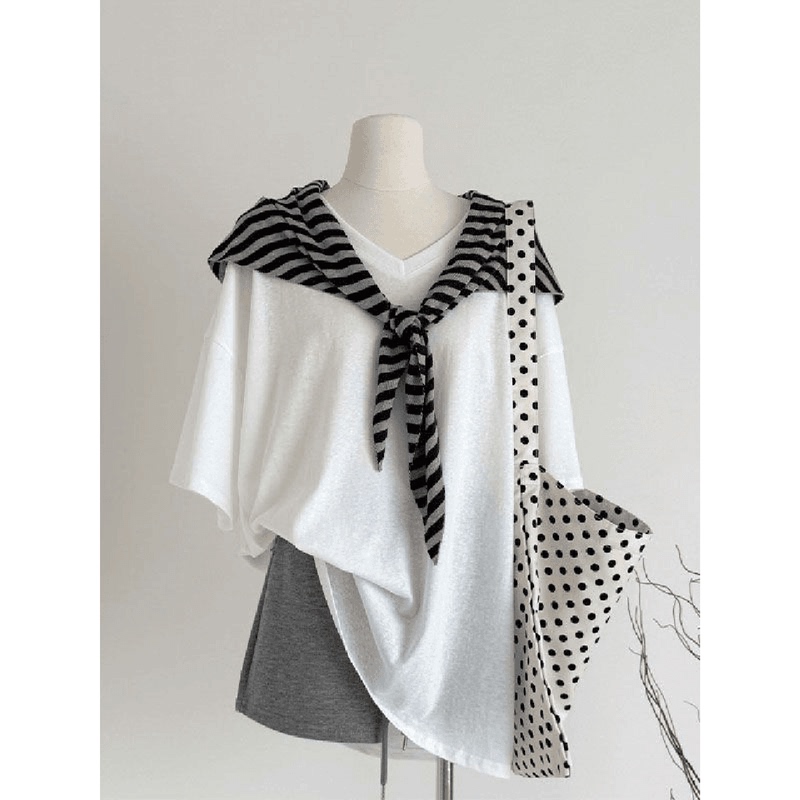 High-End Korean Style Versatile Blended Striped Triangle Shawl Women's Scarf Casual Warm Knitted Air-Conditioning Outerwear Shawl