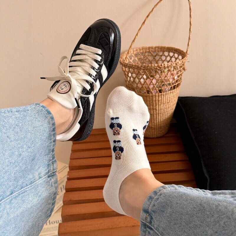 Who Can Resist Bear-Themed Boat Socks! Cute, Soft, Pure Cotton Knit Socks That Are Non-Slip and Won'T Slip Off Your Feet, and Are Super Invisible When Worn with Shoes!
