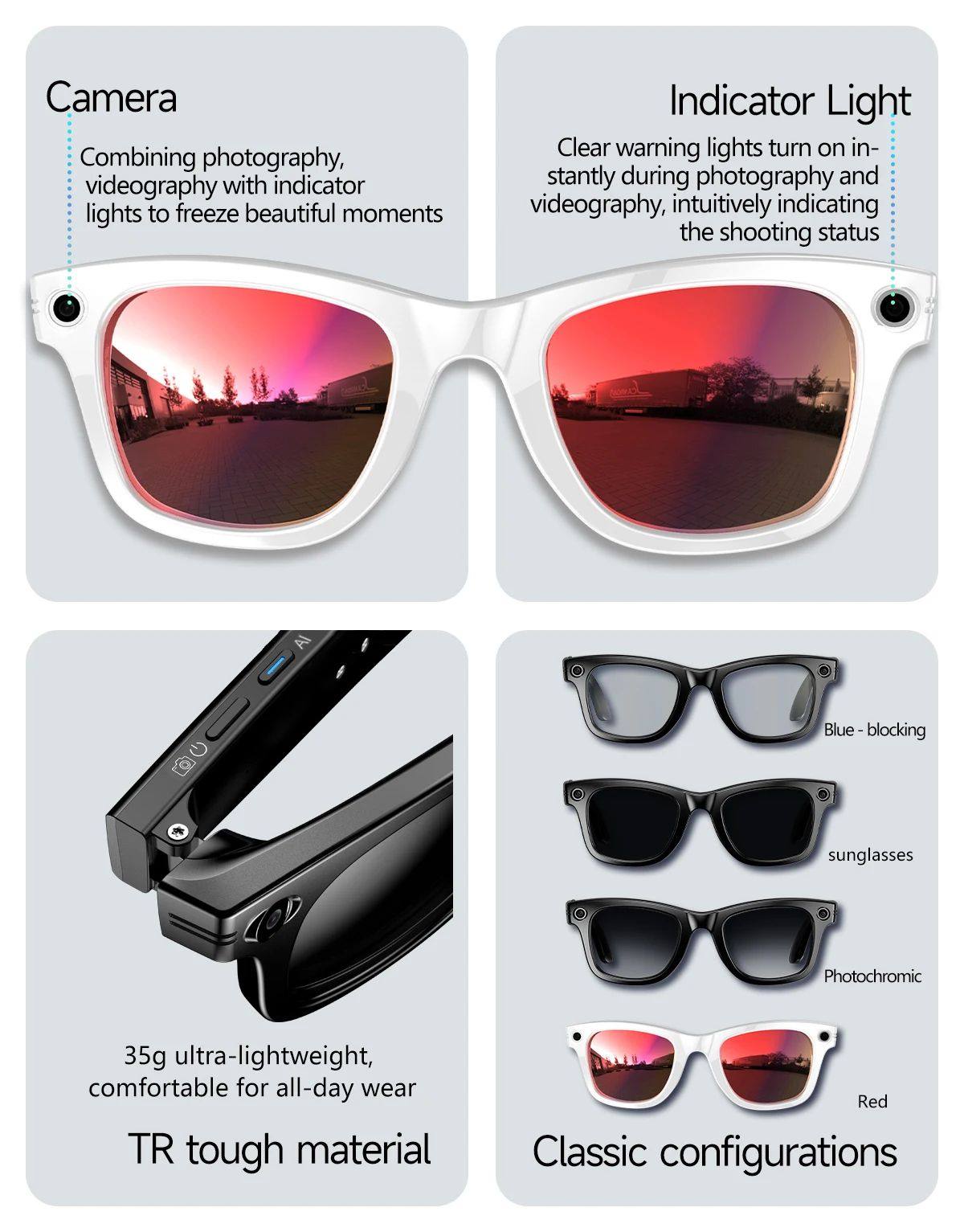 Умные очки new 800w camera ai glasses men color-changing smart translat 007