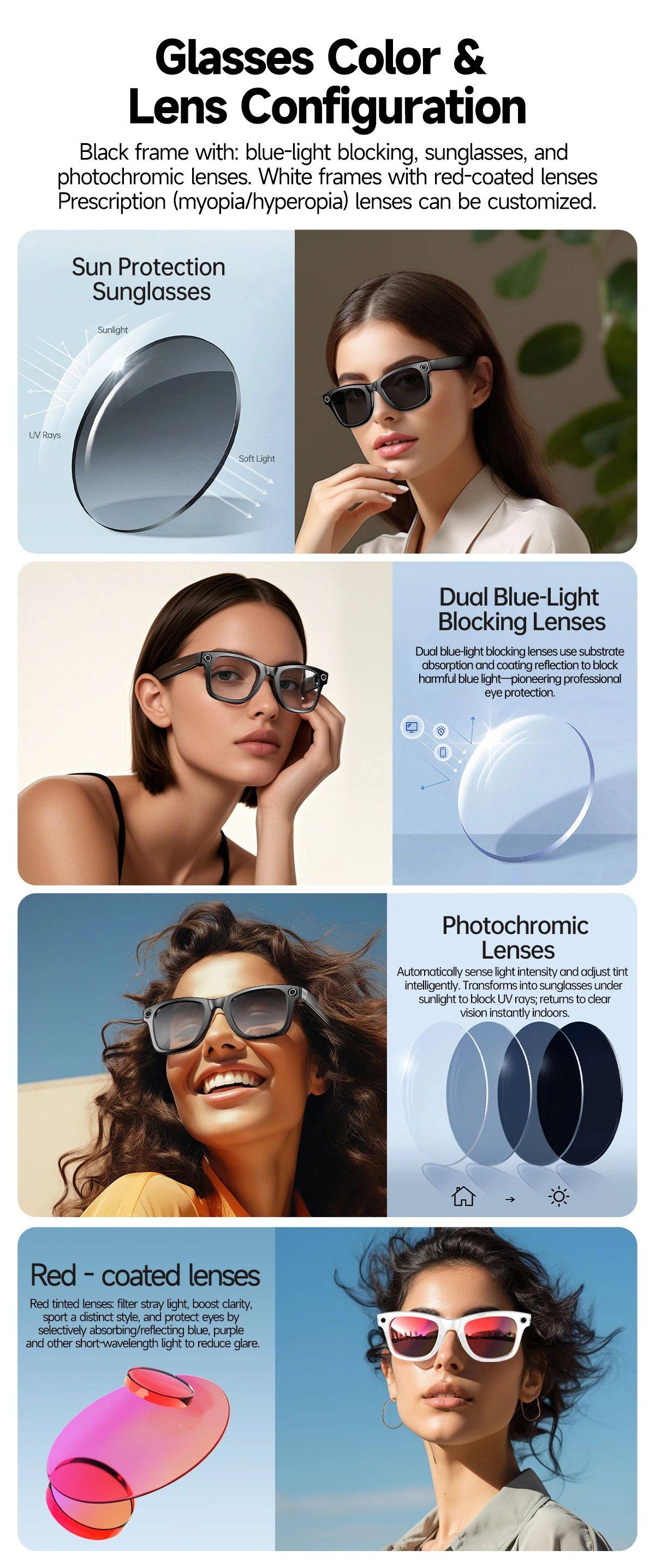 Умные очки new 800w camera ai glasses men color-changing smart translat 007
