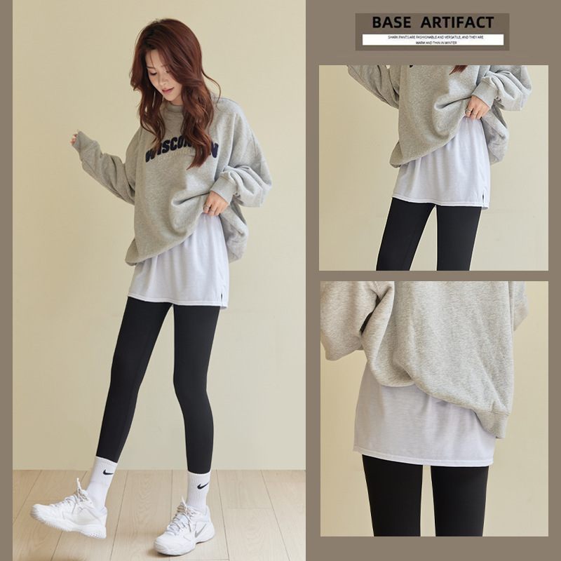 Women's Hem-Covering Undershirt for Covering Buttocks, Sweatshirt, Fake Shirt, Thick Sweater for Layering in Spring and Autumn, Paired with Shark Pants