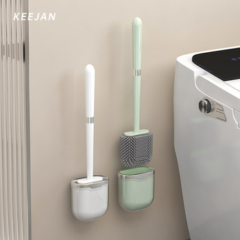 2023 new internet celebrity bathroom punch-free silicone toilet brush household no dead corner wall-mounted toilet brush