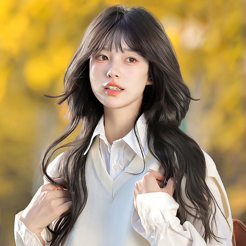 Jellyfish Head Wig for Women, Long Natural Invisible Japanese-Style Princess Cut Long Curly Hair, Realistic Human Hair Full Wig Jellyfish Head Wig for Women, Long Natural Invisible Japanese-Style Princess Cut Long Curly Hair, Realistic Human Hair Full Wig