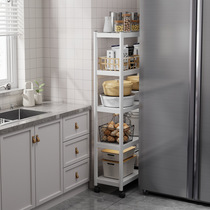Mobile kitchen gap storage rack floor-standing multi-layer wheeled ultra-narrow refrigerator gap side small shelf