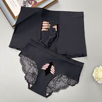 Couple Underwear Ice Silk Couple Underwear One Man and One Woman Funny Spoof Underwear Women 2024 New Trendy Thin Summer Style