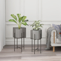 Iron flowerpot Nordic light luxury style mesh living room balcony large plant floor-standing European simple decorative flower shelf