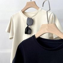 Fat MM2-300 pounds plus size womens loose thin solid color mid-length casual bottoming belly-covering short-sleeved T-shirt top