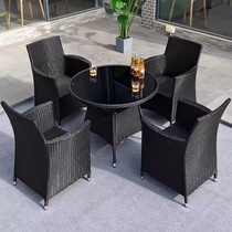 Outdoor tables and chairs rattan iron art modern woven balcony long table courtyard leisure furniture coffee table rattan tables and chairs balcony