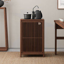 High-end new Chinese style tea cabinet black walnut wood tea side cabinet solid wood boiling water cabinet lower bucket small tea cabinet side