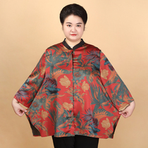 Fat Mom Summer Clothing Xiangyunsha Middle-aged and Elderly Plus Size Womens Clothes Summer Mom Plus Fat and Big Fat Wife Silk Shirt