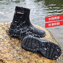 hisea outdoor hiking boots field travel waterproof mid-high top thickened field travel ice climbing scratch-resistant diving shoes