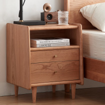 New Nordic solid wood cherry wood bedside table modern simple storage cabinet bedroom living room storage cabinet corner cabinet