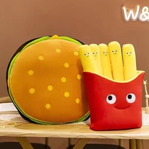 Hamburger French fries plush toy foodie snack bag pillow bed doll Valentines Day creative birthday gift for women