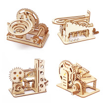 new4 Kinds Marble Race Run 3D Wooden Puzzle Mechanical Kit S