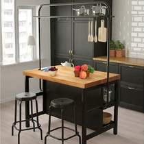 L7 kitchen island movable dining table integrated partition small bar custom-made separate solid wood side cabinets