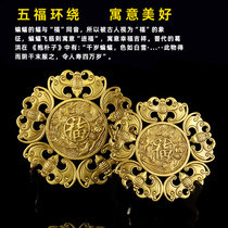 Bronze Five Blessings Dragon and Phoenix Blessing Pendant Bat Blessing Home Office Spring Festival Festive Ornament Housewarming Gift