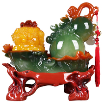 High-end Lucky Gourd and Golden Toad Ornaments Feng Shui Auspicious Home Living Room Decoration Craft Gifts Opening Cashier