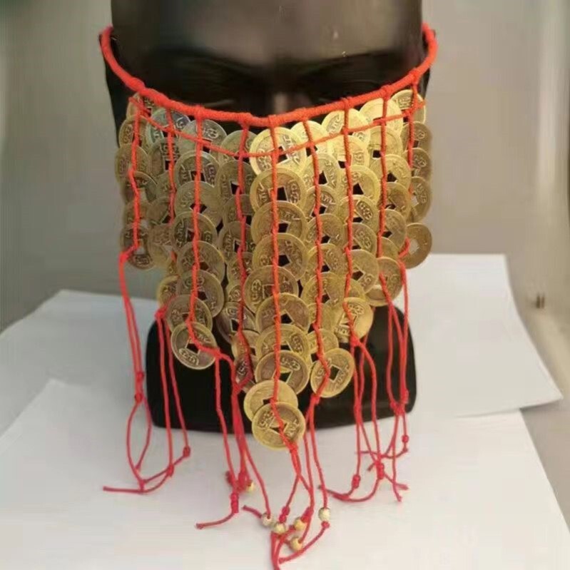 Copper Coin Mask Halloween Spooky Taoist Li Huowang Cosplay Half-Face Mask Ancient Style Spooky Mask