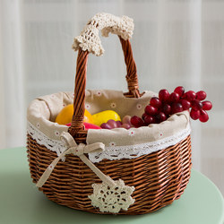 Kitchen storage basket woven basket flower basket fruit picnic basket rattan shopping basket egg basket bamboo basket portable basket vegetable blue